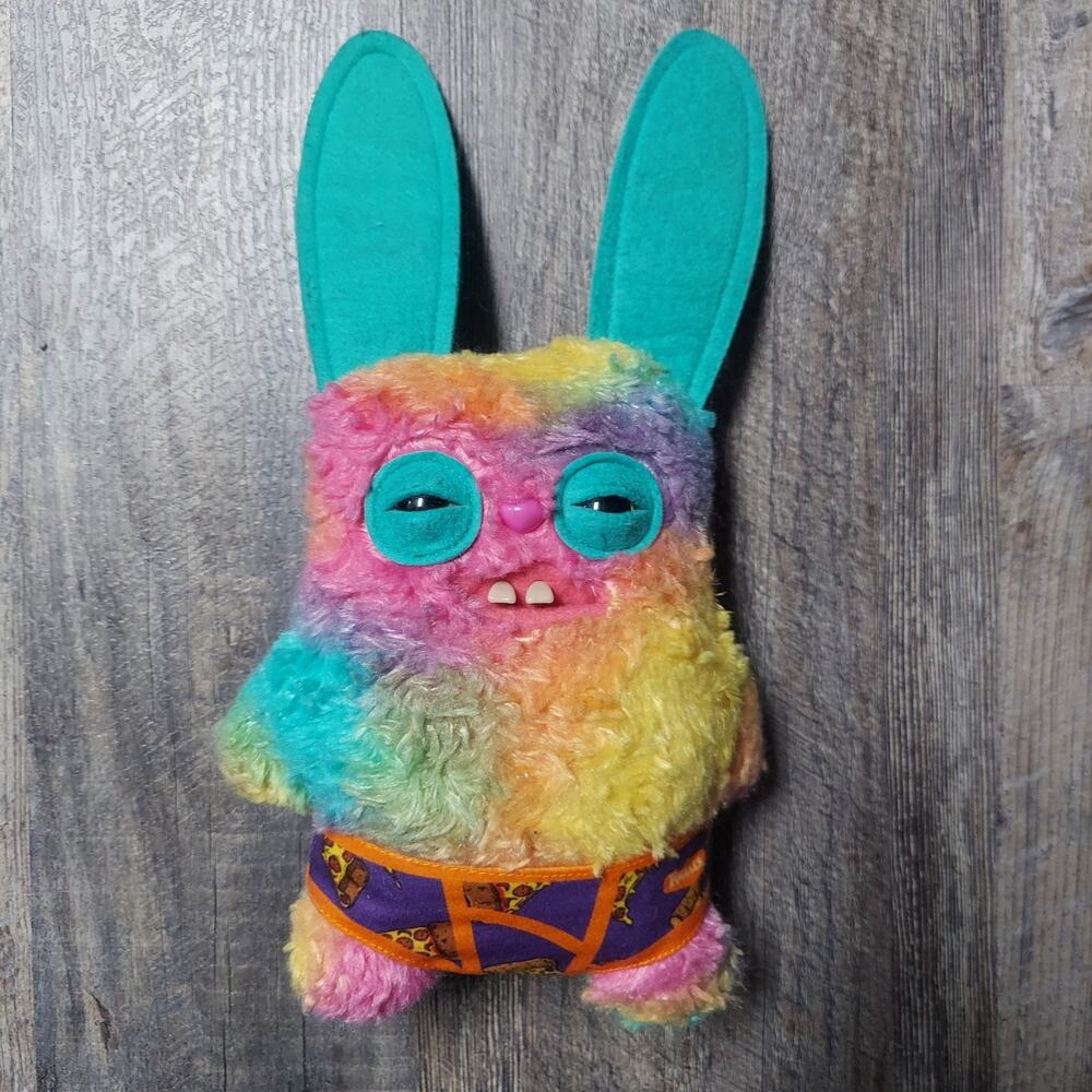 Fuggler Rabid Rabbit #39 Budgie Rainbow Tie Dye Plush Pizza Underwear
